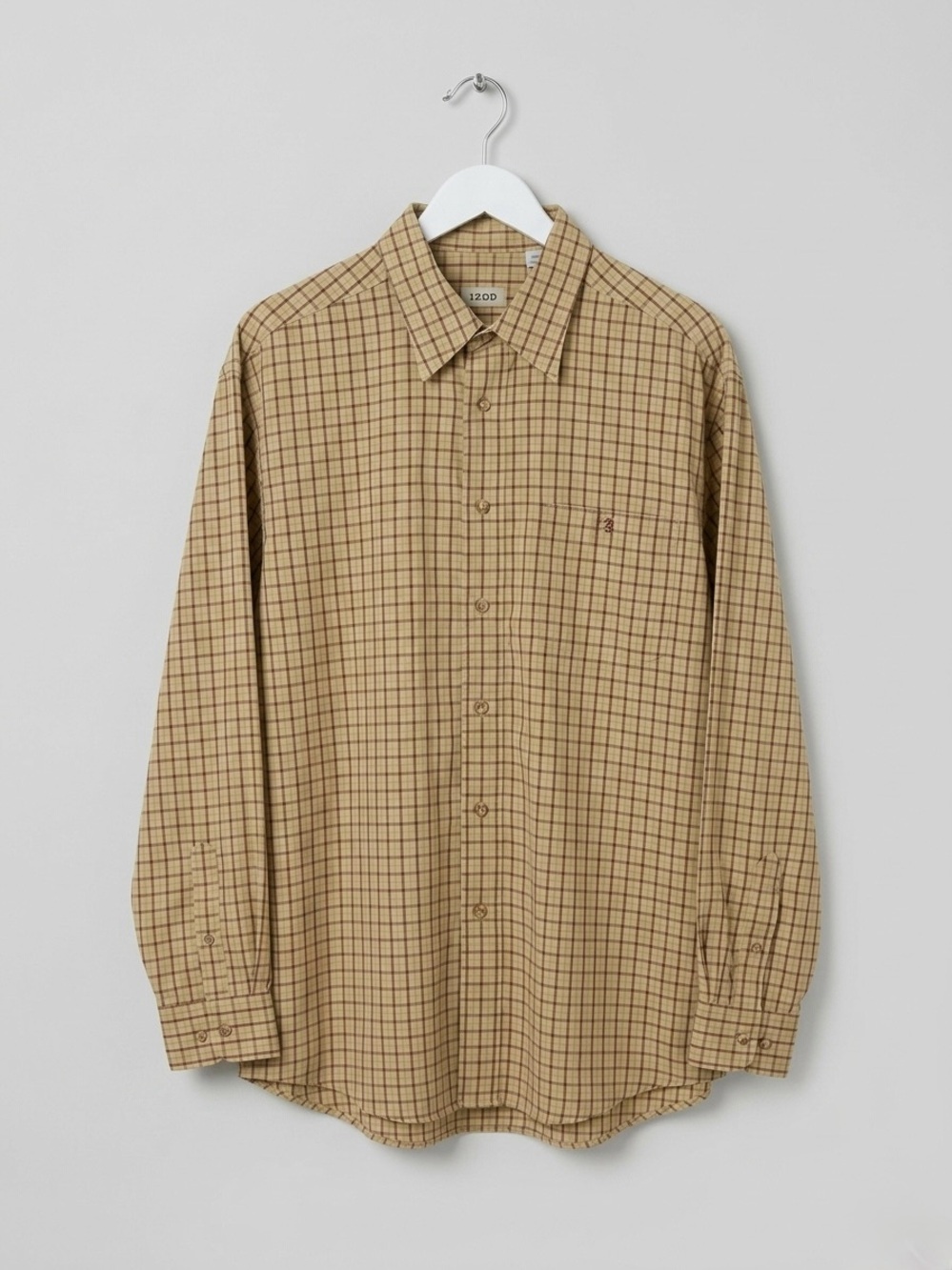 Izod Tan Plaid Long-Sleeve Button-Down Shirt
